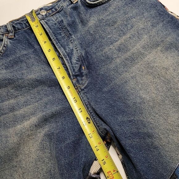 NEW 31 FREE PEOPLE tribal button fly Rocky corduroy patch loose jeans we the NWT - Picture 4 of 16